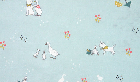 Sha Sha Story Cotton Fabric in Cream or Sky Blue - Quality Korean Fabric By the Yard / 51529