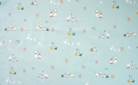 Sha Sha Story Cotton Fabric in Cream or Sky Blue - Quality Korean Fabric By the Yard / 51529