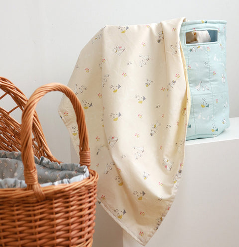 Sha Sha Story Cotton Fabric in Cream or Sky Blue - Quality Korean Fabric By the Yard / 51529