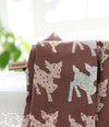 Country Fawn Cotton Fabric in Brown - Quality Korean Fabric By the Yard / 57145