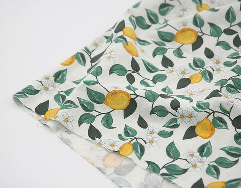 Lemon Cotton Linen Fabric, Quality Korean Fabric, 55" Wide - By the Yard /42782