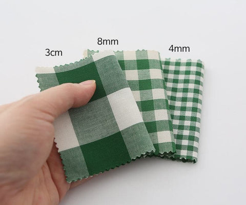 Green Cotton Checker, Stripe Fabric, Yarn Dyed Cotton Fabric, Solid Green Fabric, Quality Korean Fabric - Fabric By the Yard /04503