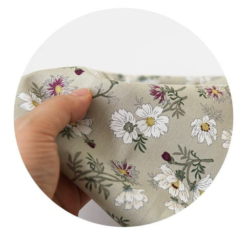 Flowers Cotton Fabric, Wide Width 62", Floral Fabric, Gray Flowers Cotton Fabric, Quality Korean Fabric - Fabric By the Yard /54006