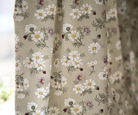 Flowers Cotton Fabric, Wide Width 62", Floral Fabric, Gray Flowers Cotton Fabric, Quality Korean Fabric - Fabric By the Yard /54006