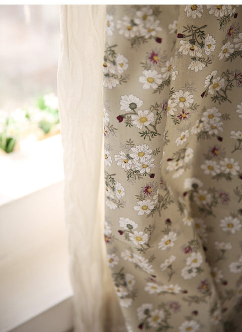 Flowers Cotton Fabric, Wide Width 62", Floral Fabric, Gray Flowers Cotton Fabric, Quality Korean Fabric - Fabric By the Yard /54006