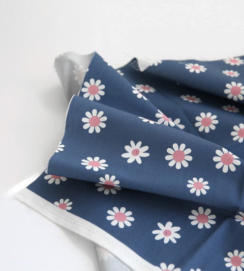 Daisy Flowers Cotton Fabric, Floral Fabric, Fabric Flowers, Quality Korean Fabric - Cotton Fabric By the Yard /53911