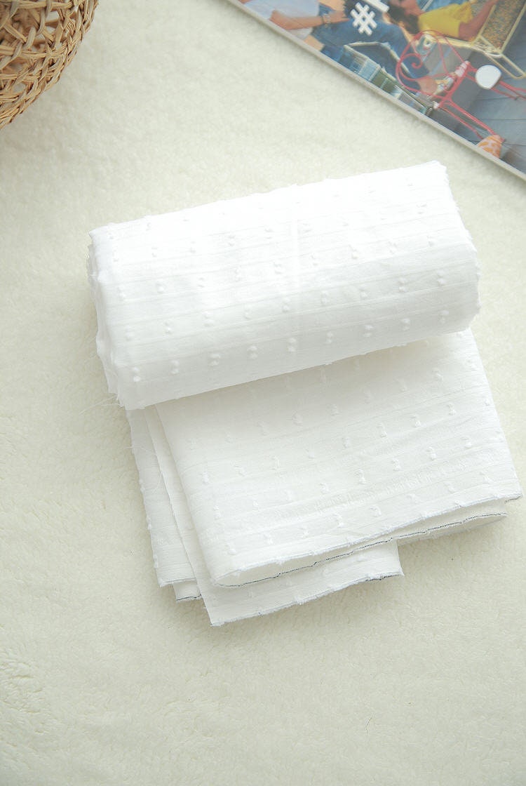 Popcorn Dobby Cotton Fabirc, White Popcorn Fabric, Stripe Fabric Land