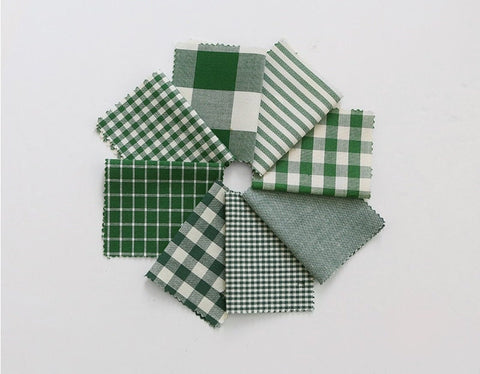 Green Cotton Checker, Stripe Fabric, Yarn Dyed Cotton Fabric, Solid Green Fabric, Quality Korean Fabric - Fabric By the Yard /04503