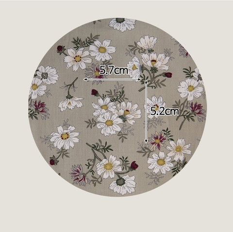 Flowers Cotton Fabric, Wide Width 62", Floral Fabric, Gray Flowers Cotton Fabric, Quality Korean Fabric - Fabric By the Yard /54006