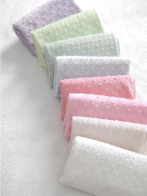 By the Yard - Minky Dimple Dot - off white, cream ivory, light pink, peach pink, lime green, light sky, sky mint or lilac - K Series