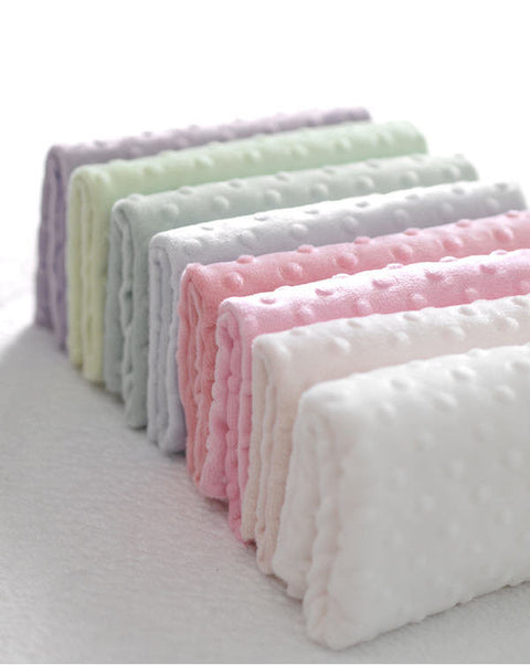 By the Yard - Minky Dimple Dot - off white, cream ivory, light pink, peach pink, lime green, light sky, sky mint or lilac - K Series