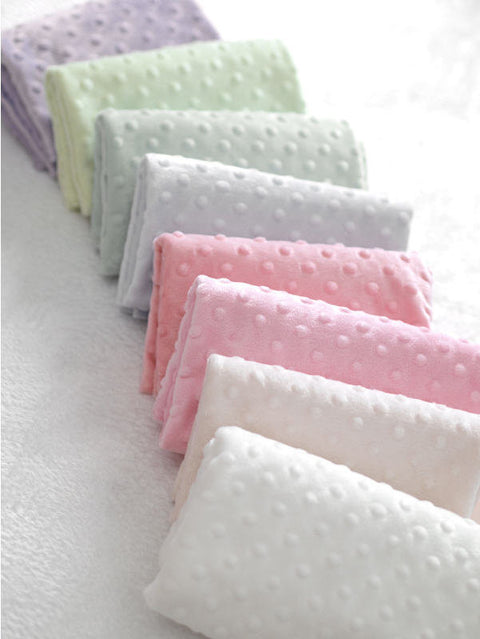 By the Yard - Minky Dimple Dot - off white, cream ivory, light pink, peach pink, lime green, light sky, sky mint or lilac - K Series