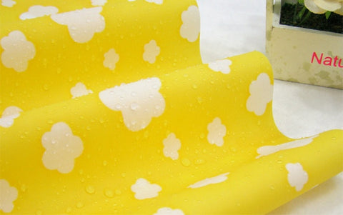 Waterproof Fabric Clouds on Yellow per Yard 30366