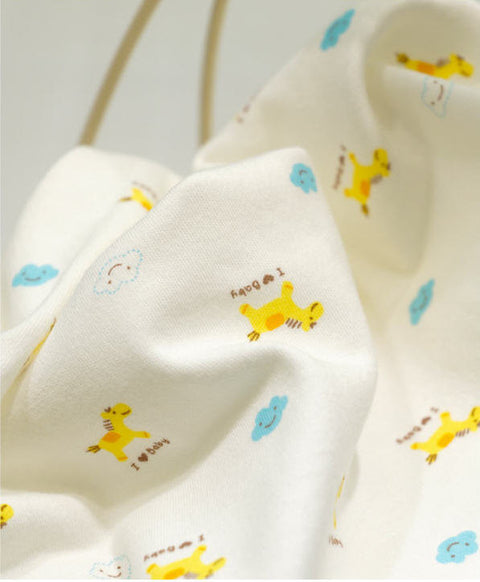 I Love Baby Yellow Pony on White Interlock Knit per Yard 29925