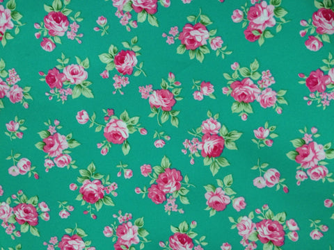 Waterproof Fabric Roses Blue Green By the Yard 46690 GJ