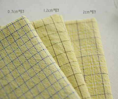 1.2 cm Plaid Cotton Fabric, Yellow Checker Cotton Fabric, Brown Check Fabric, Yarn Dyed Fabric, Quality Korean Fabric - By the Yard /25336