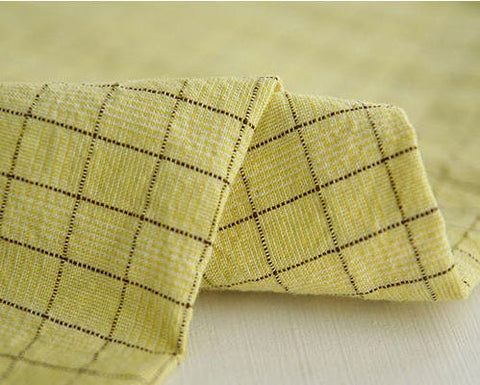 1.2 cm Plaid Cotton Fabric, Yellow Checker Cotton Fabric, Brown Check Fabric, Yarn Dyed Fabric, Quality Korean Fabric - By the Yard /25336