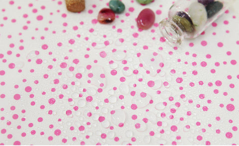 Waterproof Fabric Pink Polkadots on White per Yard (59 x 36") 33740