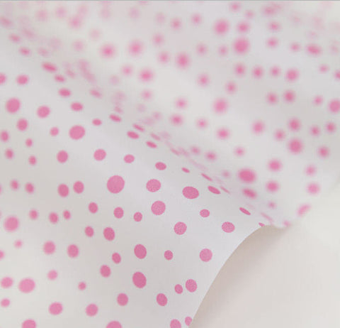 Waterproof Fabric Pink Polkadots on White per Yard (59 x 36") 33740