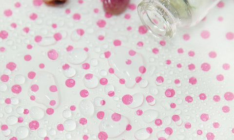 Waterproof Fabric Pink Polkadots on White per Yard (59 x 36") 33740