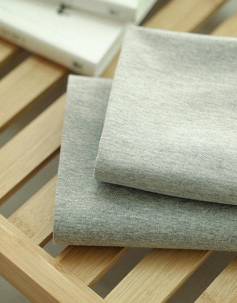 Solid Cotton Jersey or Ribbing Knit Fabric for Binding Necklines, Cuffs, Armholes - Melange Gray - By the Yard 38332