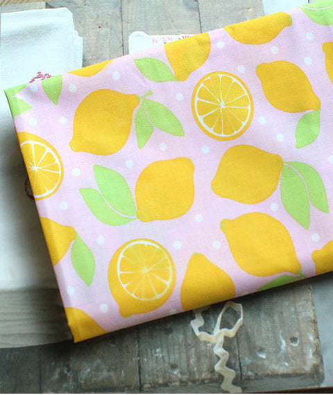 Cotton Blend Fresh Lemons - Pink, Blue or Yellow - By the Yard 36684 / 51665