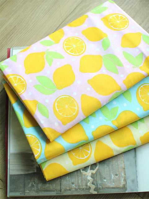 Cotton Blend Fresh Lemons - Pink, Blue or Yellow - By the Yard 36684 / 51665