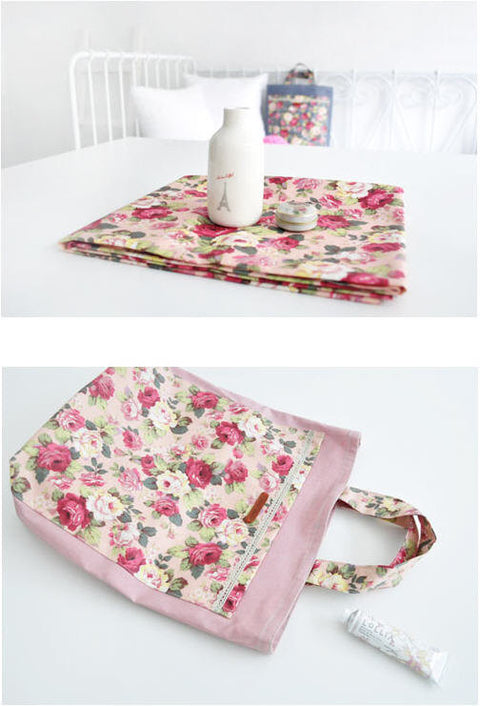 Laminated Cotton Fabric Lady Garden - Pink, Blue, Green or Blue Grey - By the Yard /53262