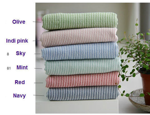 Prewashed Stripe Cotton Fabric - Olive, Indi Pink, Sky, Mint, Red or Navy - By the Yard 414400, 24569-1