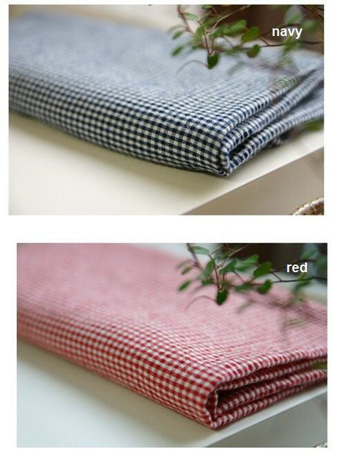 Plaid Cotton Fabric, Washing Cotton, 2 mm Plaid - Olive, Indi Pink, Sky, Mint, Red or Navy - Fabric By the Yard 414400