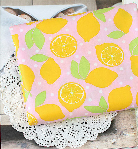 Waterproof Fabric Lemons on Pink By the Yard 39424