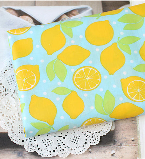 Waterproof Fabric Lemons on Blue By the Yard 39426