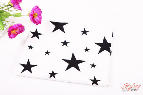 Wide - Black and White Stars Cotton Fabric By the Yard - Northern Europe Style Modern Pattern 40757 - 175