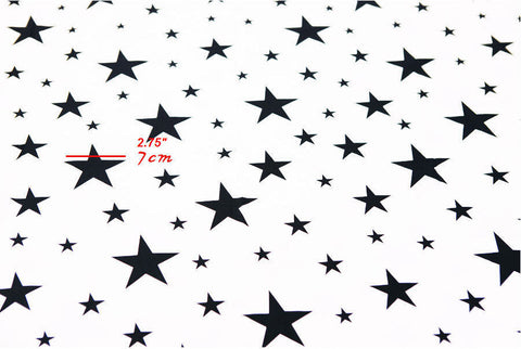Wide - Black and White Stars Cotton Fabric By the Yard - Northern Europe Style Modern Pattern 40757 - 175