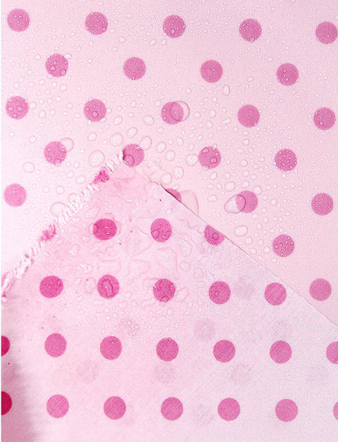 Waterproof Fabric 8 mm Dark Pink Polka Dots on Pink - By the Yard /55866