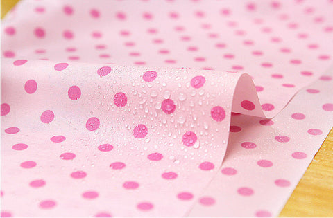 Waterproof Fabric 8 mm Dark Pink Polka Dots on Pink - By the Yard /55866