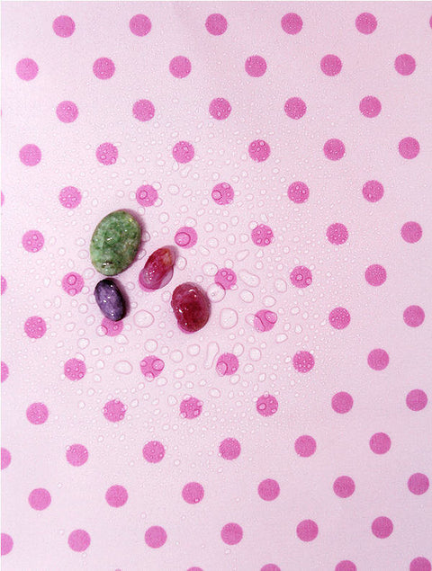 Waterproof Fabric 8 mm Dark Pink Polka Dots on Pink - By the Yard /55866
