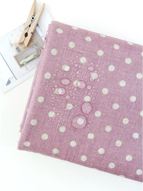 Laminated Linen Waterproof Fabric - Vintage Dot Pink - By the Yard 41105