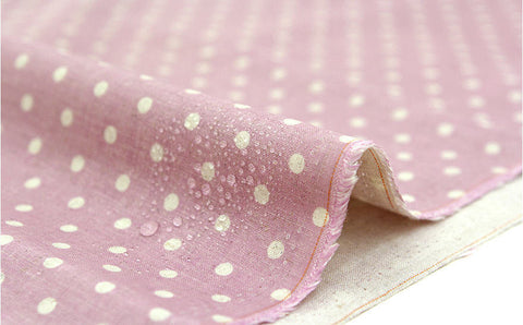 Laminated Linen Waterproof Fabric - Vintage Dot Pink - By the Yard 41105