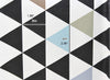 Contemporary Triangles Oxford Cotton Fabric Geometric, Mix of Black Khaki Blue on White Ivory, Home Decor Fabric - By the Yard 40741 - 214