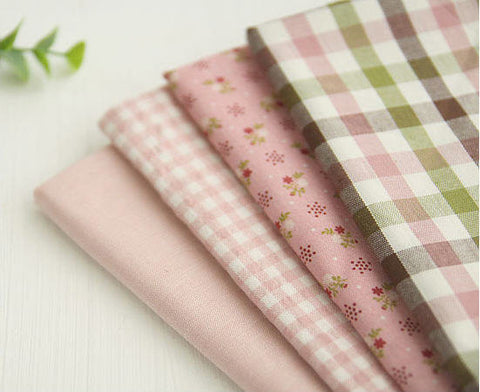 Cotton Fabric Indi Pink-holic Series - Solid, Indi Pink Plaid, Flower, 3-Color Plaid - By the Yard 24196 42449-1