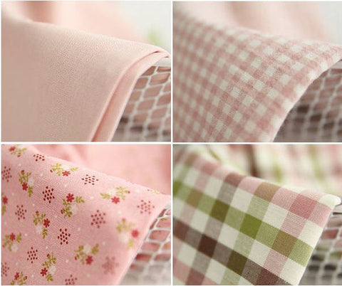 Cotton Fabric Indi Pink-holic Series - Solid, Indi Pink Plaid, Flower, 3-Color Plaid - By the Yard 24196 42449-1