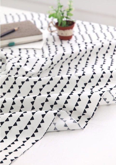 Black and White Mini Triangles Cotton Fabric - By the Yard - Geometric By the Yard 1198-2