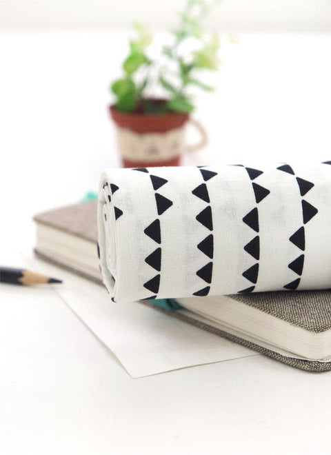 Black and White Mini Triangles Cotton Fabric - By the Yard - Geometric By the Yard 1198-2