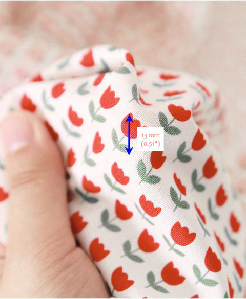 Cotton Fabric - Red Tulips - By the Yard 43464 /56821