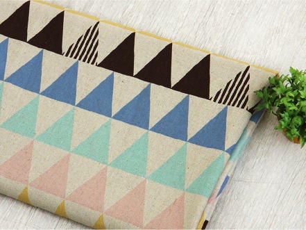 Cotton Linen Pastel Triangles and Coordinating Solids - Geometric - By the Yard /51572 52657 - 294