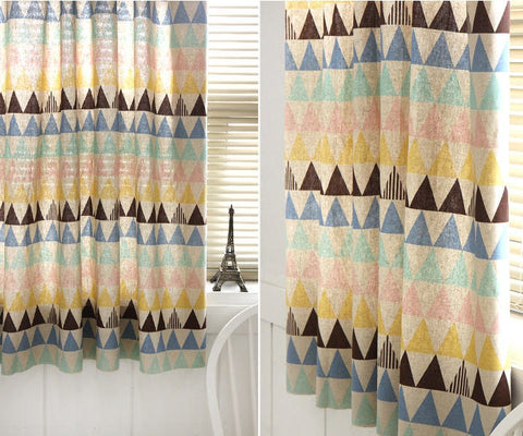 Cotton Linen Pastel Triangles and Coordinating Solids - Geometric - By the Yard /51572 52657 - 294