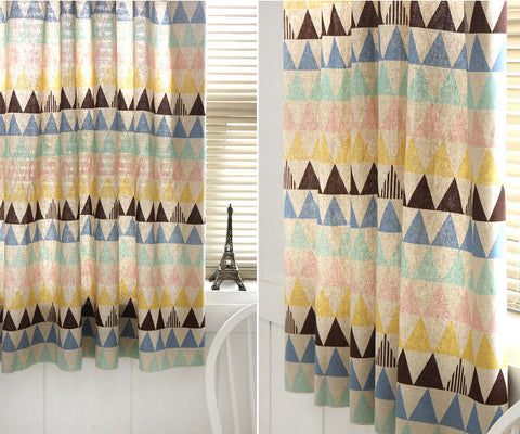 Cotton Linen Pastel Triangles and Coordinating Solids - Geometric - By the Yard 41307 - 294 / 51572-1