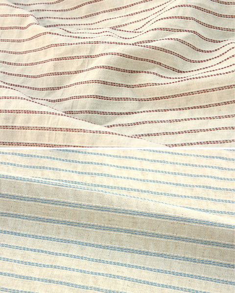 Cotton Linen Stitch Stripe - Red or Blue - By the Yard 45506