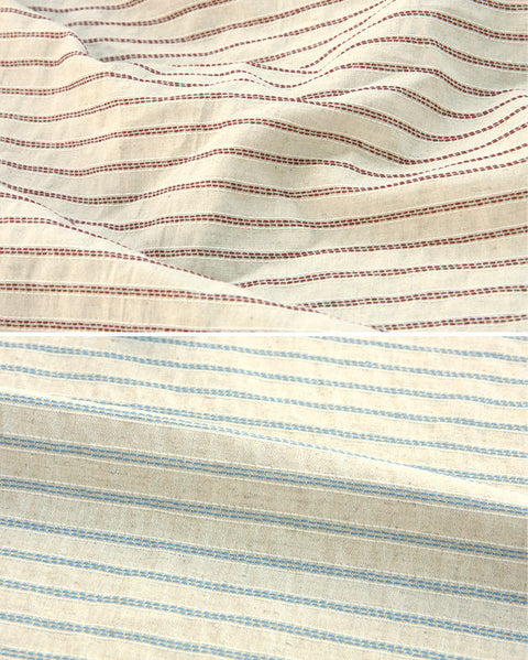 Cotton Linen Stitch Stripe - Red or Blue - By the Yard 45506